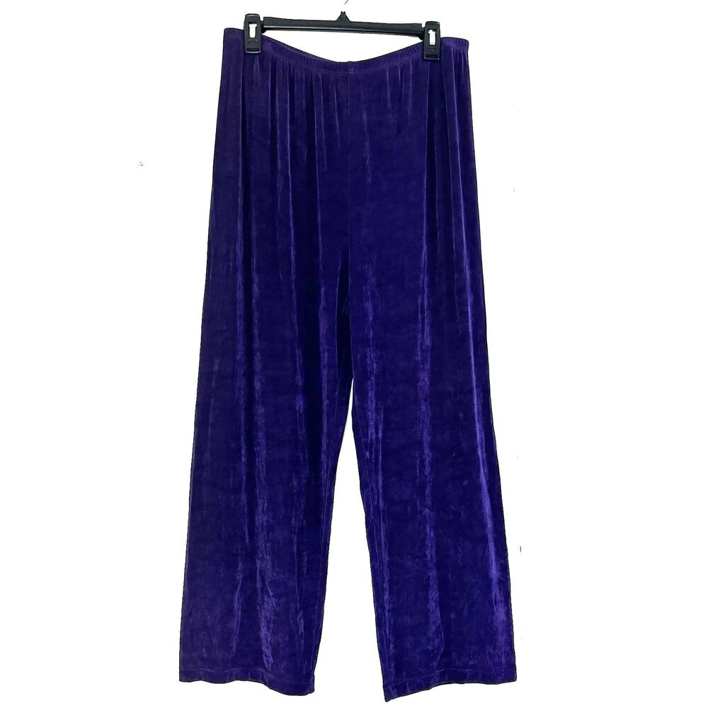 Howard Wolf Womens Dallas Travel Pants Size Large Purple Straight Wide Leg Pants